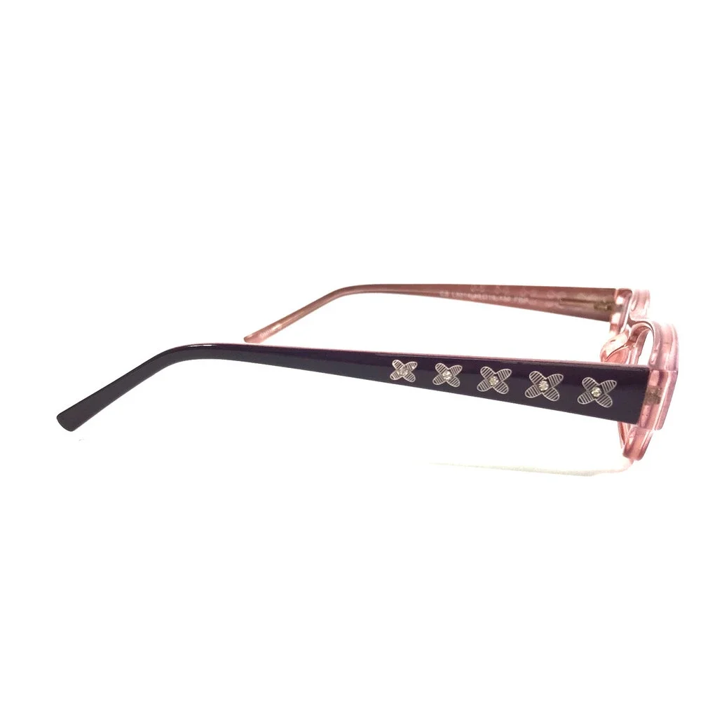 Lantis Optical Eyeglasses Frame L8014 PRP Purple Rectangle Crystals 48-16-130